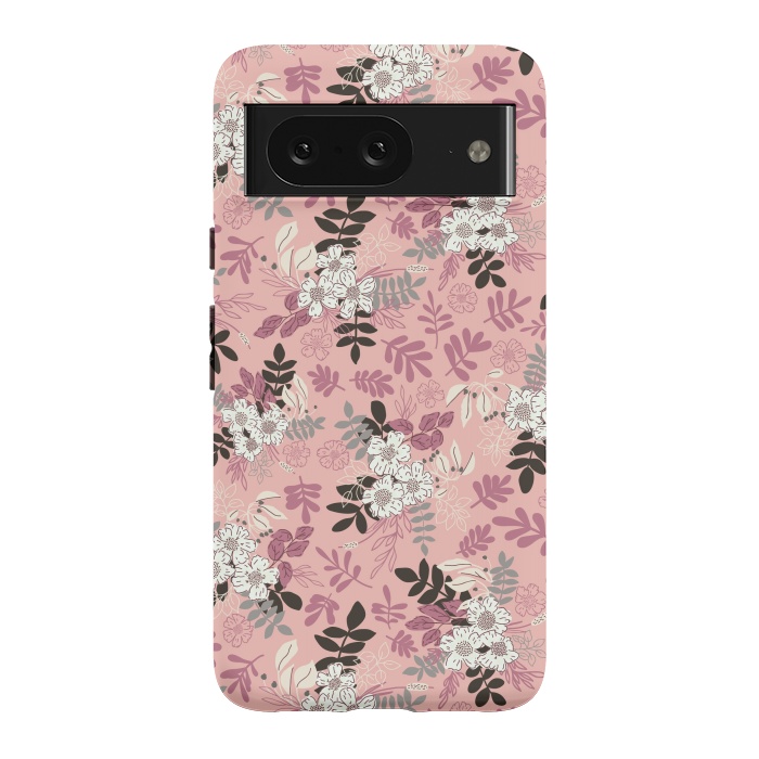 Pixel 8 StrongFit Autumnal Florals in Pink, Black and White by Paula Ohreen