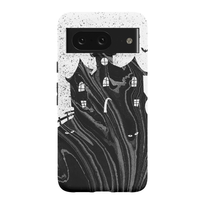 Pixel 8 StrongFit Halloween haunted house - black and white splatter and brushstrokes by Oana 