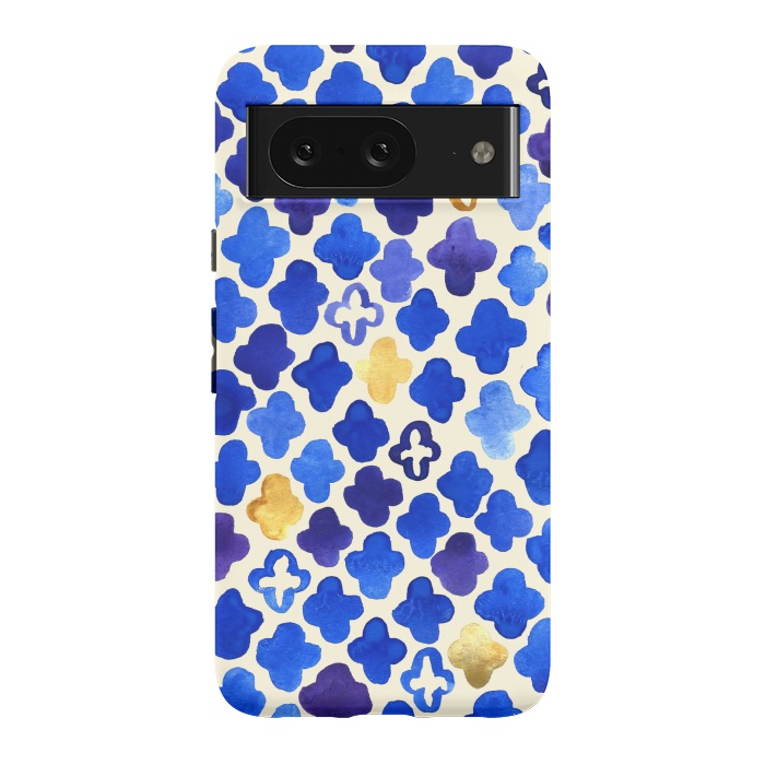 Pixel 8 StrongFit Rustic Watercolor Moroccan in Royal Blue & Gold by Tangerine-Tane