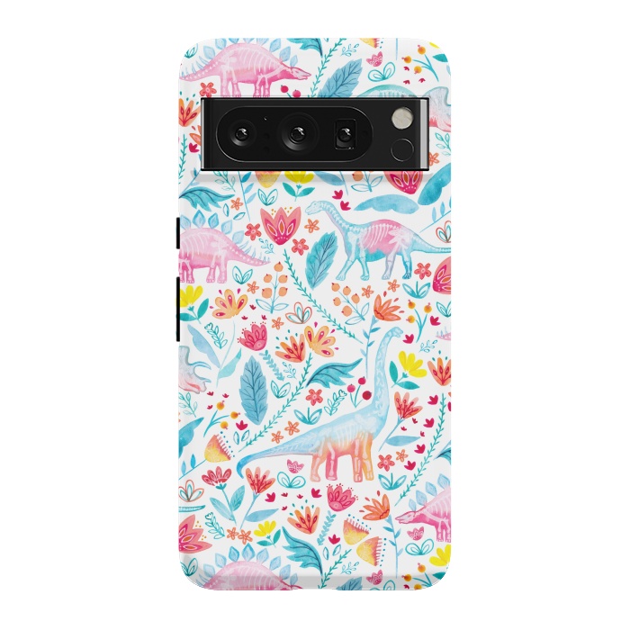 Pixel 8 Pro StrongFit Dinosaur Delight on White by gingerlique