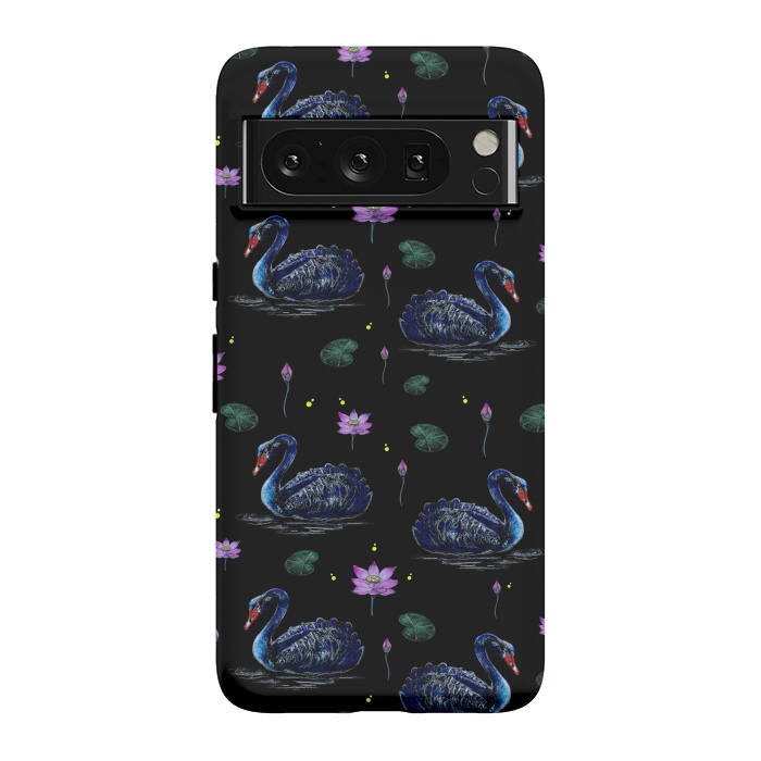 Pixel 8 Pro StrongFit Black Swans in Lily Pond by Negin Mf