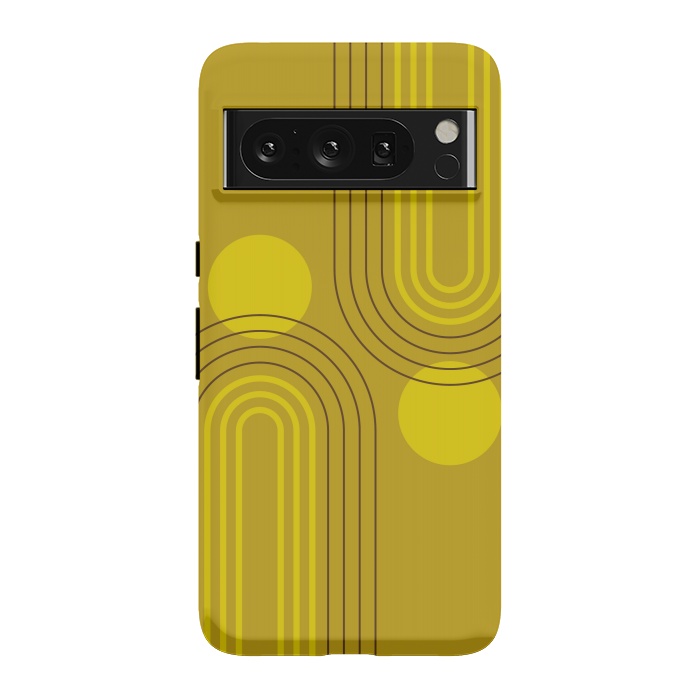 Pixel 8 Pro StrongFit Mid Century Modern Geometric 147 in Old GOld Tones (Rainbow and Sun Abstraction) by nineFlorals