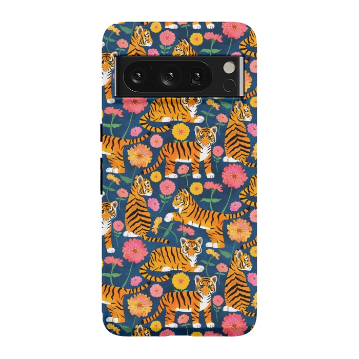 Pixel 8 Pro StrongFit Tiger Cubs and Zinnias by Tangerine-Tane