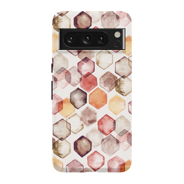 Pixel 8 Pro StrongFit Autumn Bokeh - Watercolour Hexagons by Tangerine-Tane