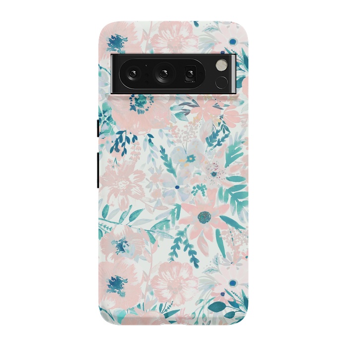 Pixel 8 Pro StrongFit Watercolor wildflowers - petals and foliage pattern by Oana 