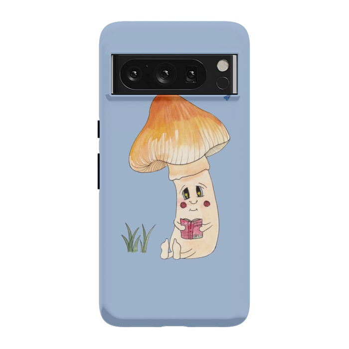 Pixel 8 Pro StrongFit Cute Watercolor Mushroom Reading 3 by ECMazur 
