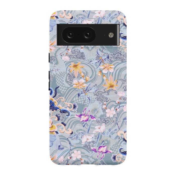 Pixel 8 StrongFit Flowers and fish - Chinese decorative pattern by Oana 