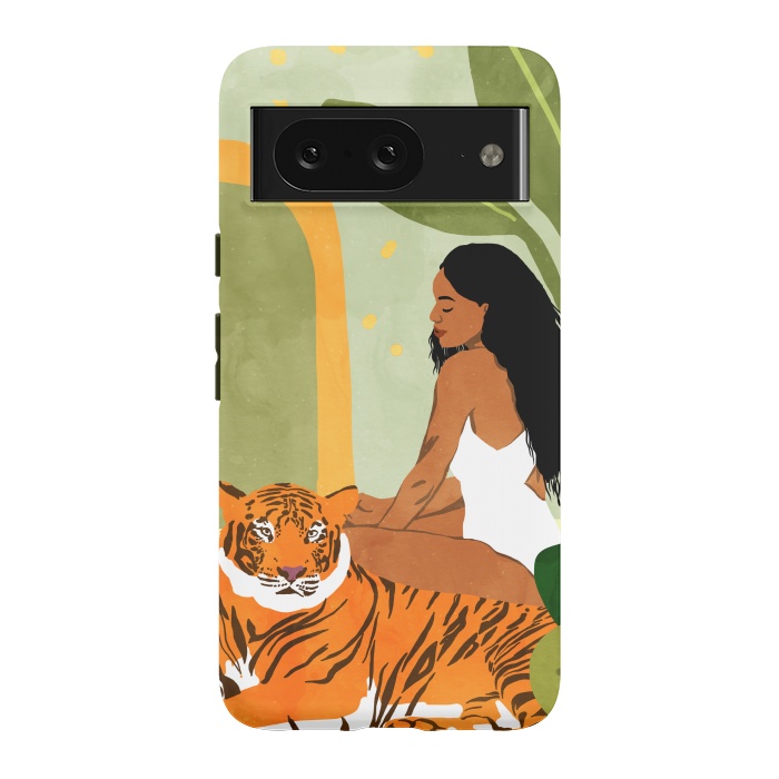 Pixel 8 StrongFit Just You & Me | Tiger Urban Jungle Friendship | Wild Cat Bohemian Black Woman with Pet by Uma Prabhakar Gokhale