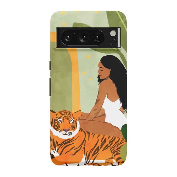 Pixel 8 Pro StrongFit Just You & Me | Tiger Urban Jungle Friendship | Wild Cat Bohemian Black Woman with Pet by Uma Prabhakar Gokhale