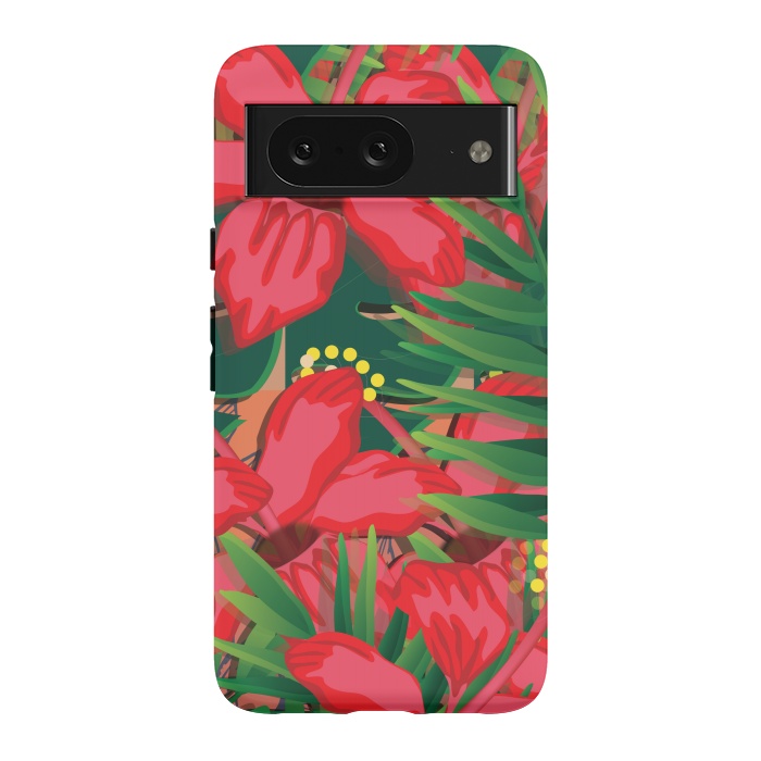Pixel 8 StrongFit red tulips tropical by MALLIKA