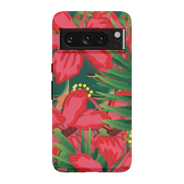 Pixel 8 Pro StrongFit red tulips tropical by MALLIKA