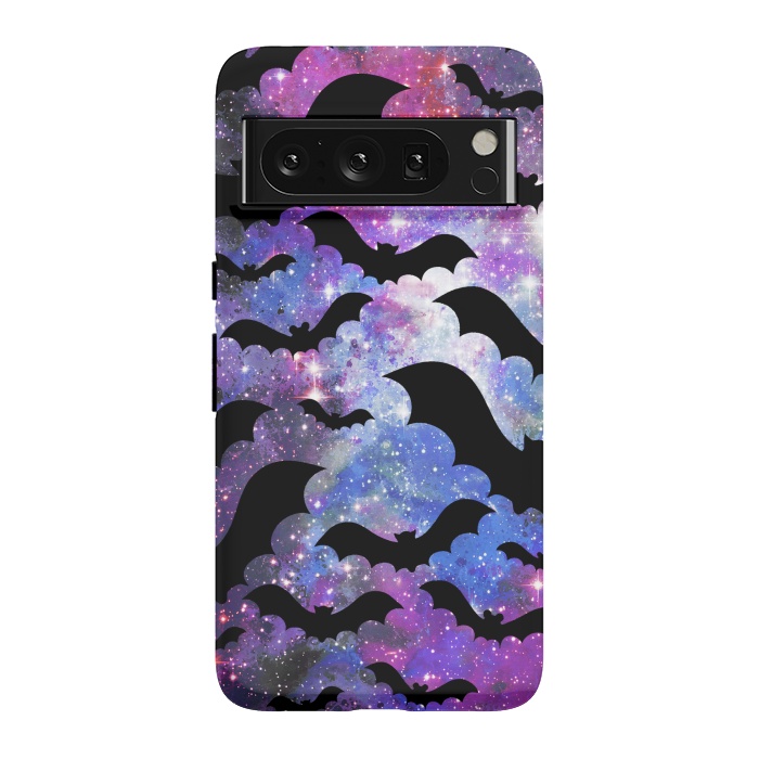 Pixel 8 Pro StrongFit Flying bats and starry night sky - purple-blue night sky by Oana 
