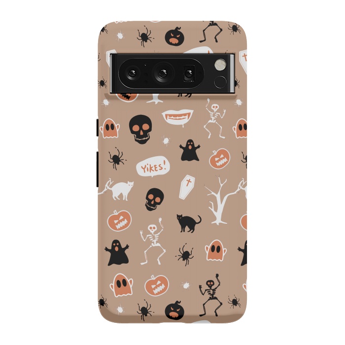 Pixel 8 Pro StrongFit Halloween Monster pattern - cute Halloween stickers - skull, pumpkin, black cat, ghost by Oana 