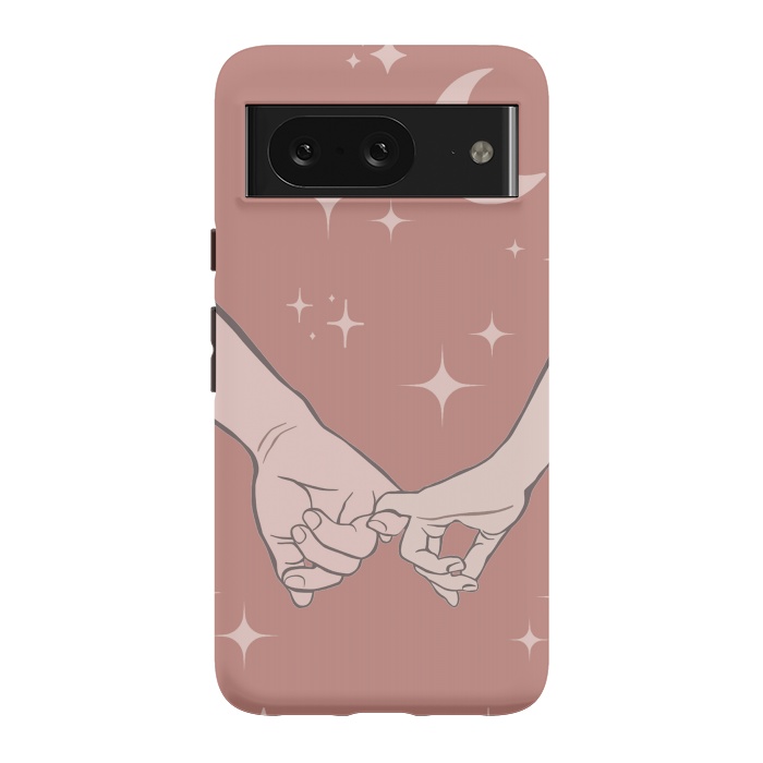 Pixel 8 StrongFit Minimal aesthetic couple holding hands on starry sky - valentine's day by Oana 