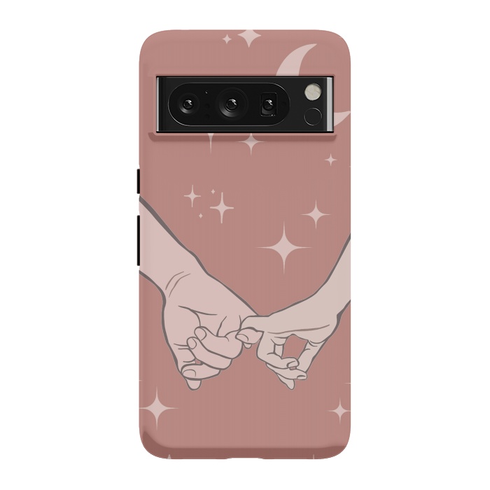 Pixel 8 Pro StrongFit Minimal aesthetic couple holding hands on starry sky - valentine's day by Oana 