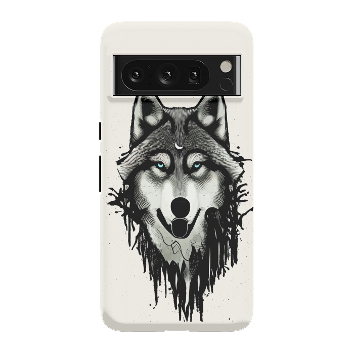 Pixel 8 Pro StrongFit Wicked Soul, Werewolf Wolf Wild Animals Sketch, Wildlife Drawing Line Art, Wild Eclectic Dark Moon by Uma Prabhakar Gokhale