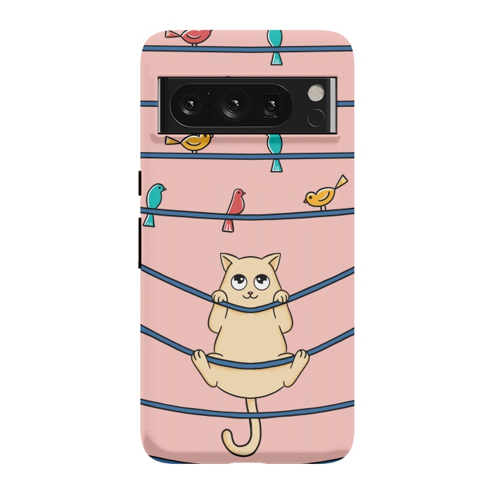 Pixel 8 Pro StrongFit Cat and birds by Coffee Man
