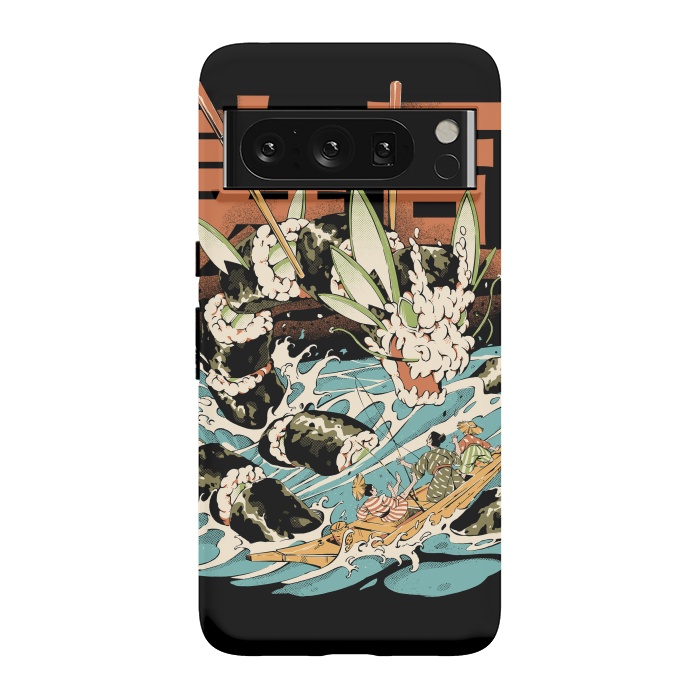 Pixel 8 Pro StrongFit Cucumber Sushi Dragon - Black by Ilustrata