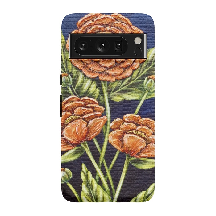 Pixel 8 Pro StrongFit Orange Peonies by Denise Cassidy Wood