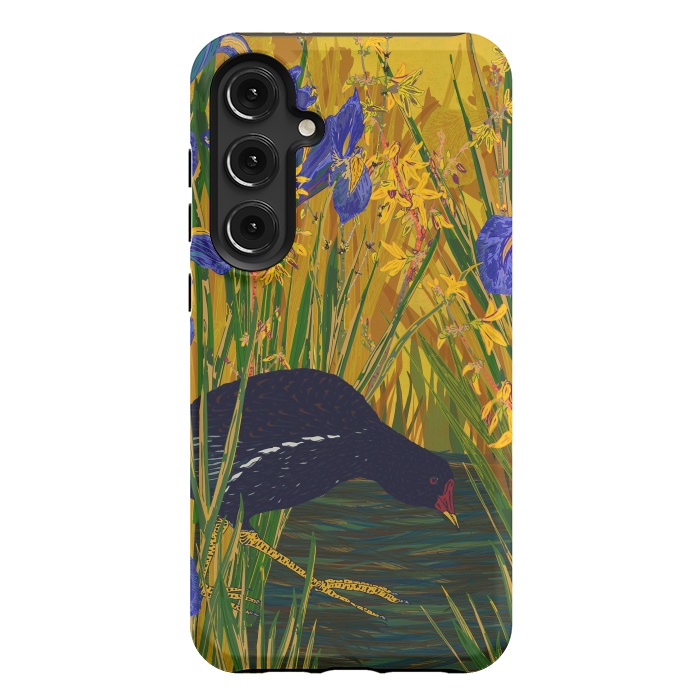 Galaxy S24 Plus StrongFit Moorhen and Iris by Lotti Brown