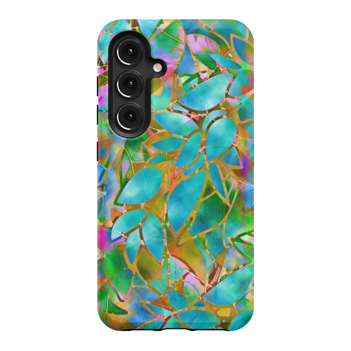 Galaxy S24 StrongFit Floral Abstract Stained Glass G265  by Medusa GraphicArt