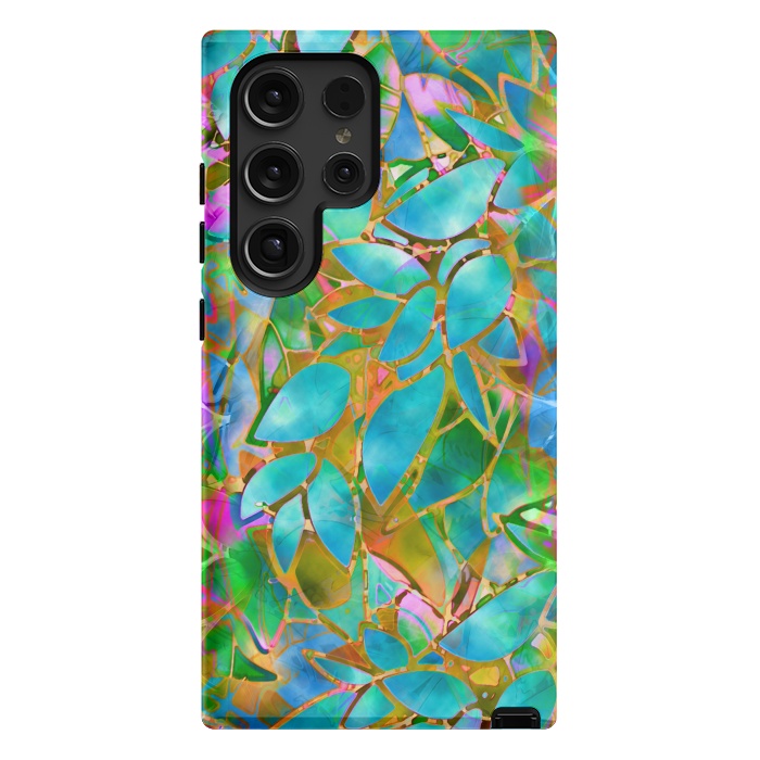 Galaxy S24 Ultra StrongFit Floral Abstract Stained Glass G265  by Medusa GraphicArt
