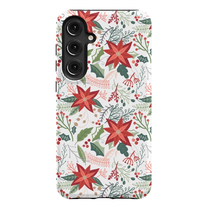 Galaxy S24 Plus StrongFit Festive Poinsettias by Noonday Design