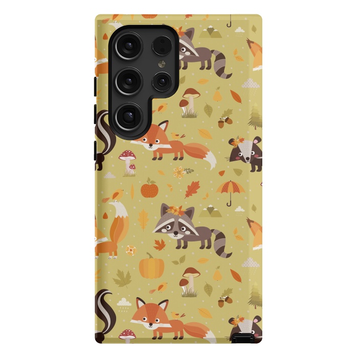 Galaxy S24 Ultra StrongFit Red Fox And Raccoon In Autumn by ArtsCase