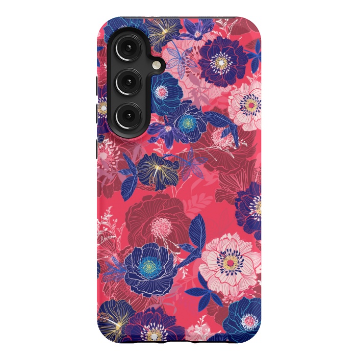 Galaxy S24 Plus StrongFit Country Flowers in Red Sky by ArtsCase