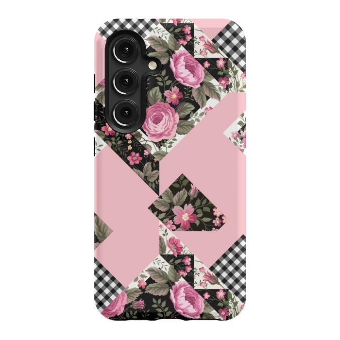 Galaxy S24 StrongFit elegant roses with pink background by ArtsCase