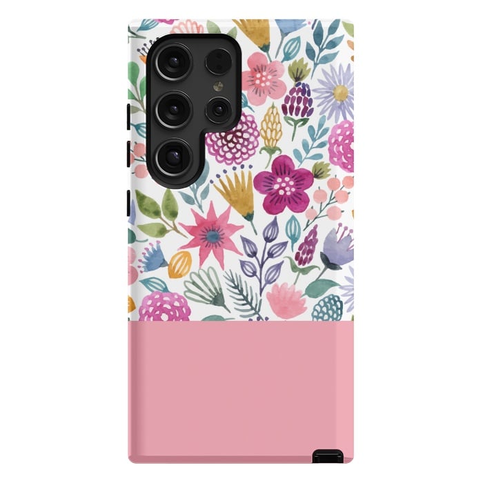 Galaxy S24 Ultra StrongFit watercolor flowers for summer by ArtsCase