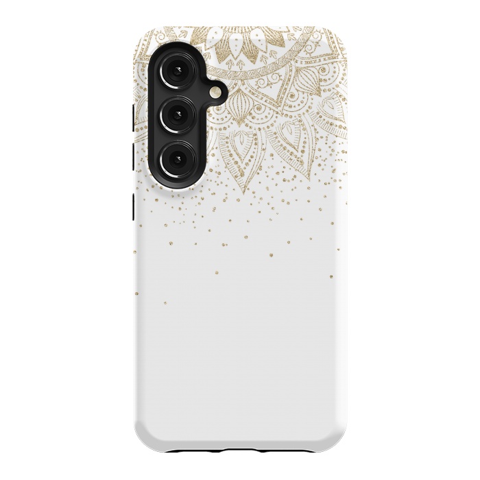 Galaxy S24 StrongFit Elegant Gold Mandala Confetti Design by InovArts