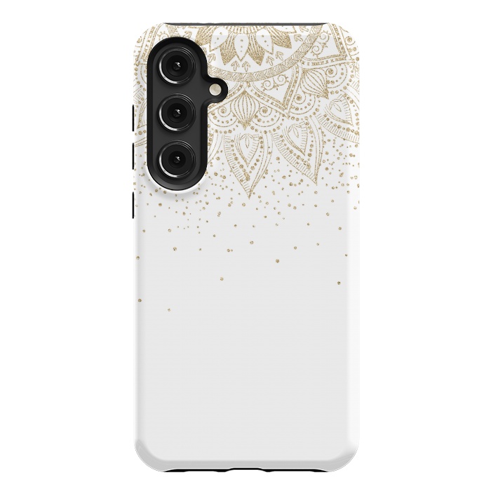 Galaxy S24 Plus StrongFit Elegant Gold Mandala Confetti Design by InovArts