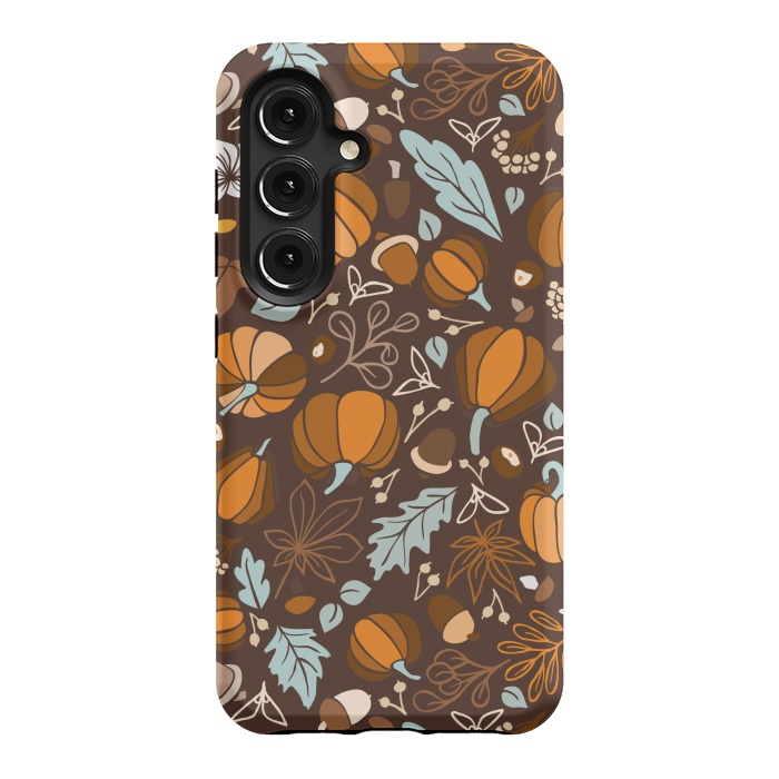 Galaxy S24 StrongFit Fall Fruits in Brown and Mustard by Paula Ohreen