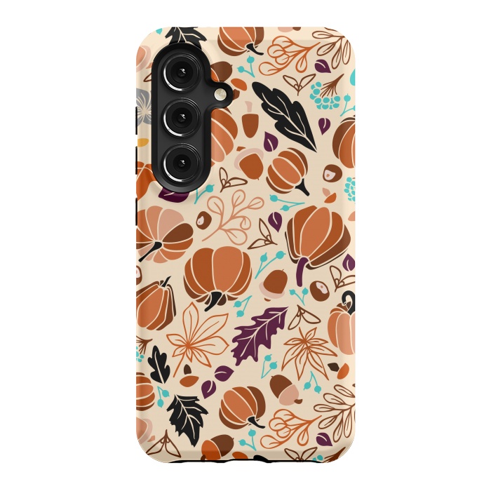 Galaxy S24 StrongFit Fall Fruits in Cream and Orange by Paula Ohreen