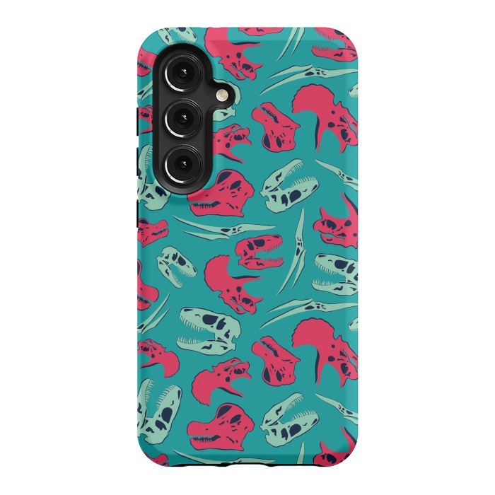 Galaxy S24 StrongFit Skull Roll - Teal by Melissa Lee