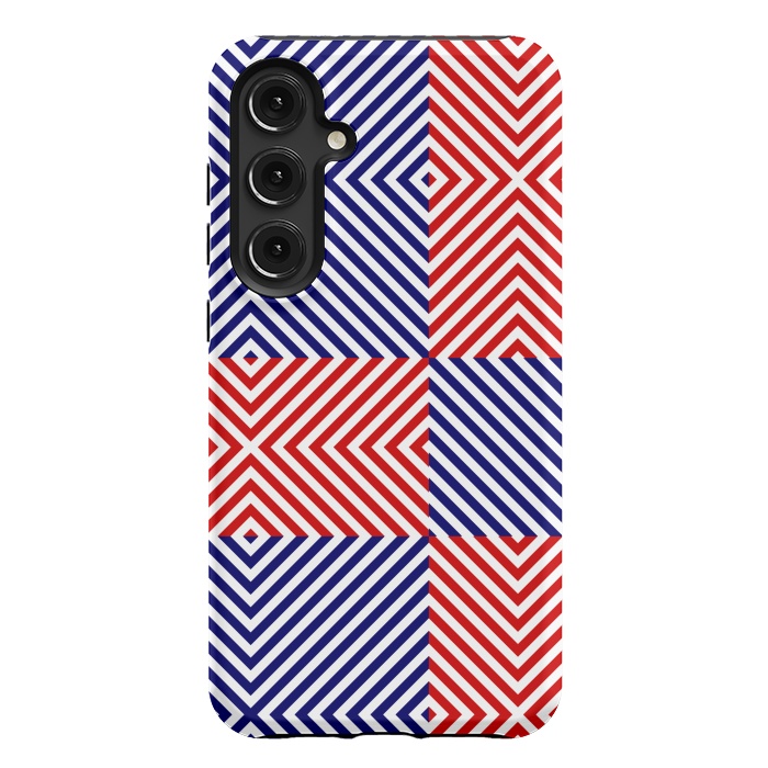 Galaxy S24 Plus StrongFit Red Blue Crossing Diagonal Striped by TMSarts