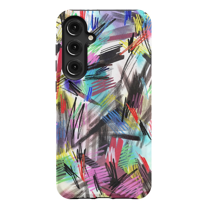 Galaxy S24 Plus StrongFit Wild Colorful Scratches and Strokes  by Ninola Design