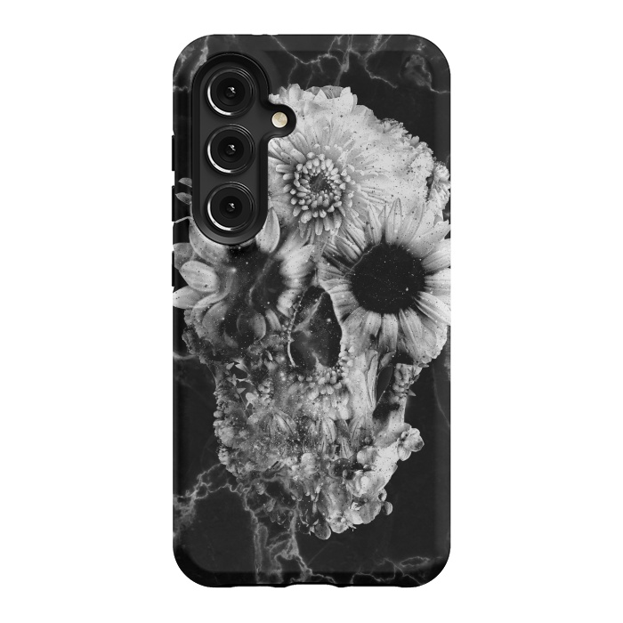 Galaxy S24 StrongFit Floral Skull Marble by Ali Gulec