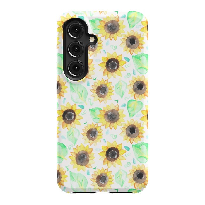 Galaxy S24 StrongFit Cheerful Watercolor Sunflowers by Tangerine-Tane