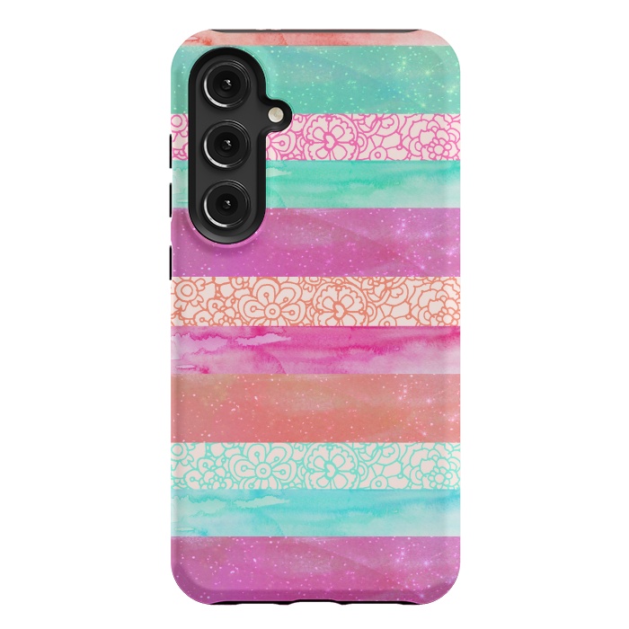 Galaxy S24 Plus StrongFit Tropical Stripes by Tangerine-Tane