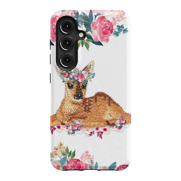 Galaxy S24 StrongFit Flower Friends Fawn Lace by Monika Strigel