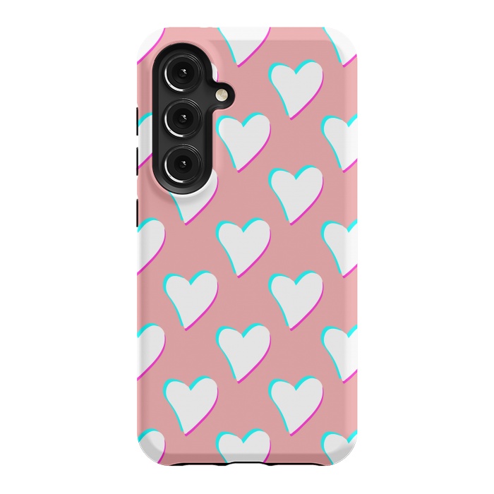 Galaxy S24 StrongFit Retro Pink Hearts by Julie Erin Designs