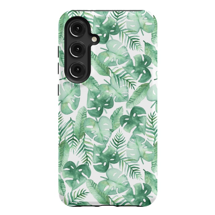 Galaxy S24 Plus StrongFit Tropical Jungle on White by Tangerine-Tane