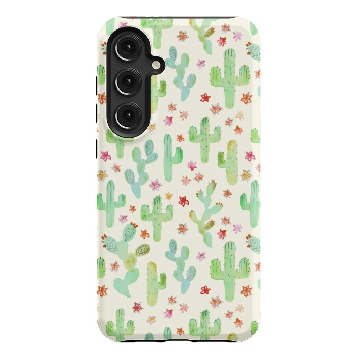 Galaxy S24 Plus StrongFit Watercolor Cacti by Tangerine-Tane