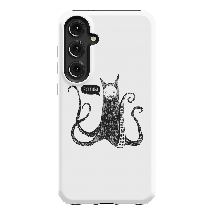Galaxy S24 Plus StrongFit Greetings from the kraken cat by Laura Nagel