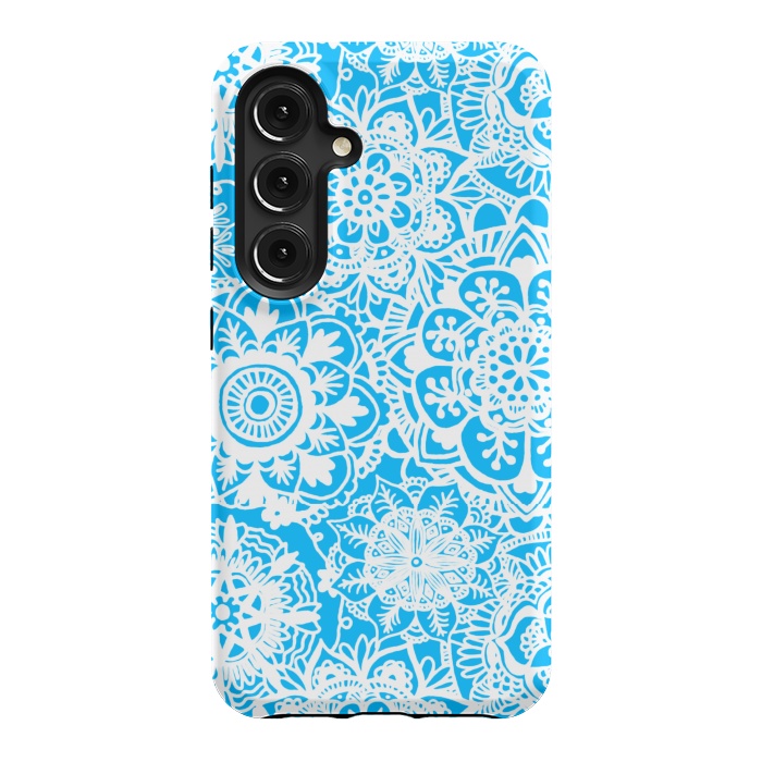 Galaxy S24 StrongFit Blue and White Mandala Pattern by Julie Erin Designs