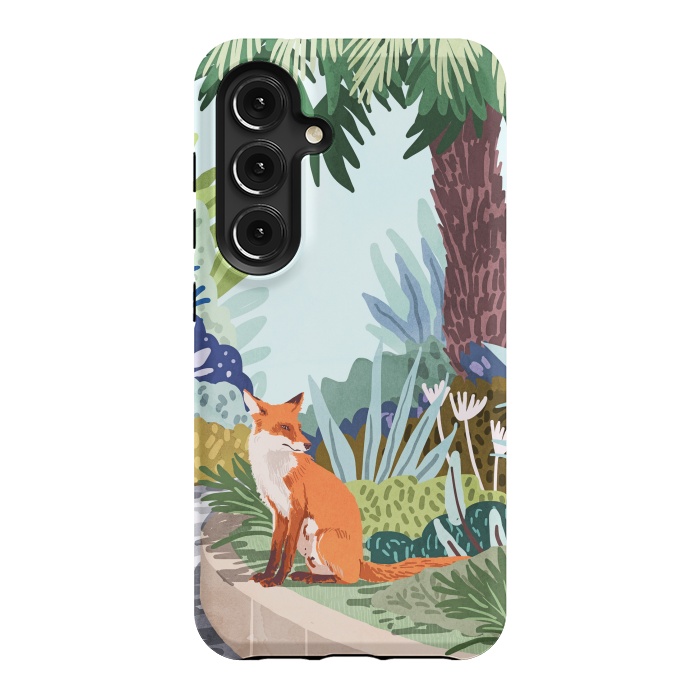 Galaxy S24 StrongFit Fox in The Garden | Animals Wildlife Botanical Nature Painting | Boho Colorful Jungle Illustration by Uma Prabhakar Gokhale