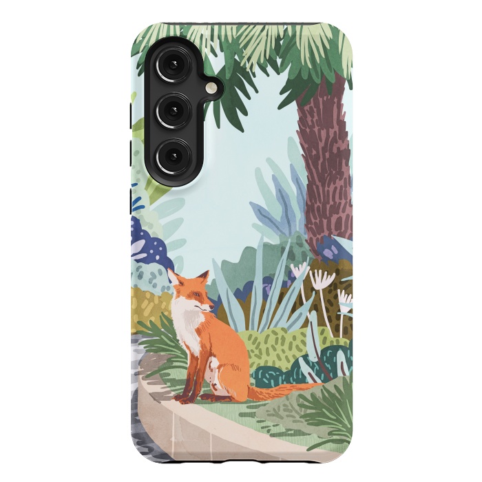 Galaxy S24 Plus StrongFit Fox in The Garden | Animals Wildlife Botanical Nature Painting | Boho Colorful Jungle Illustration by Uma Prabhakar Gokhale
