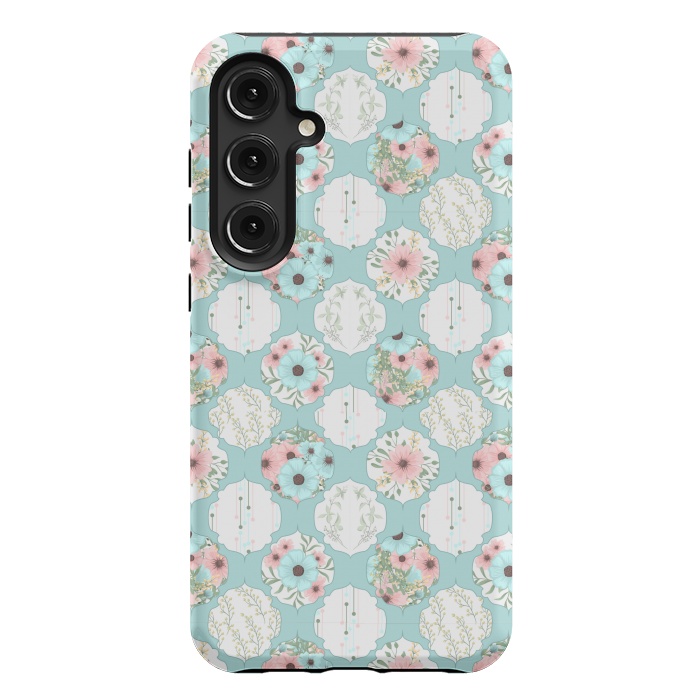 Galaxy S24 Plus StrongFit BLUE FLORAL PATCHWORK  by MALLIKA